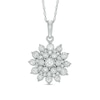 Thumbnail Image 1 of Previously Owned - 1/2 CT. T.W. Diamond Sunburst Pendant in 10K White Gold
