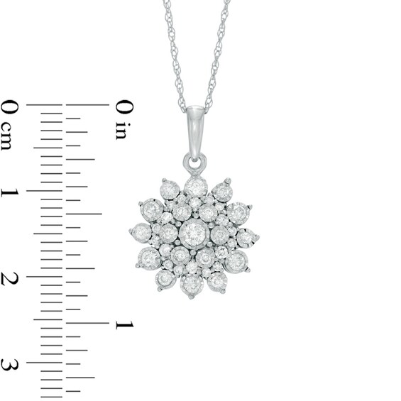 Previously Owned - 1/2 CT. T.w. Diamond Sunburst Pendant in 10K White Gold