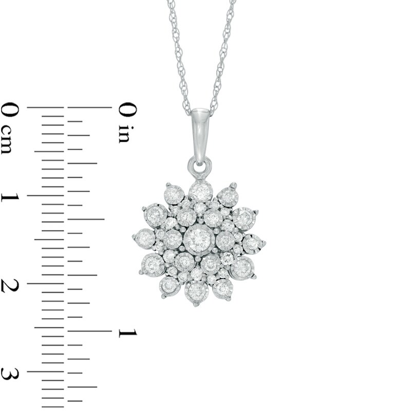 Main Image 2 of Previously Owned - 1/2 CT. T.W. Diamond Sunburst Pendant in 10K White Gold