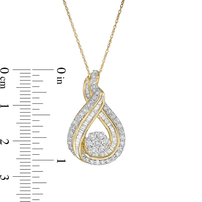 Main Image 2 of Previously Owned - 1 CT. T.W. Composite Diamond Flame Pendant in 10K Gold