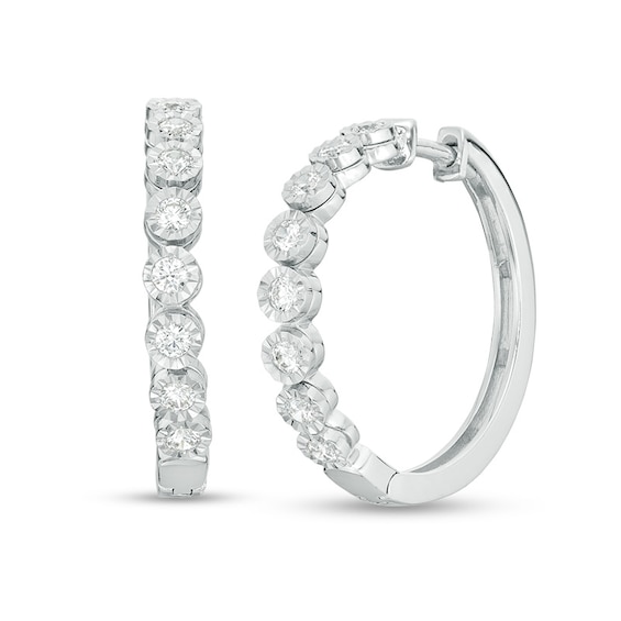 Previously Owned - 1/2 CT. T.w. Diamond Bubbles Hoop Earrings in 10K White Gold