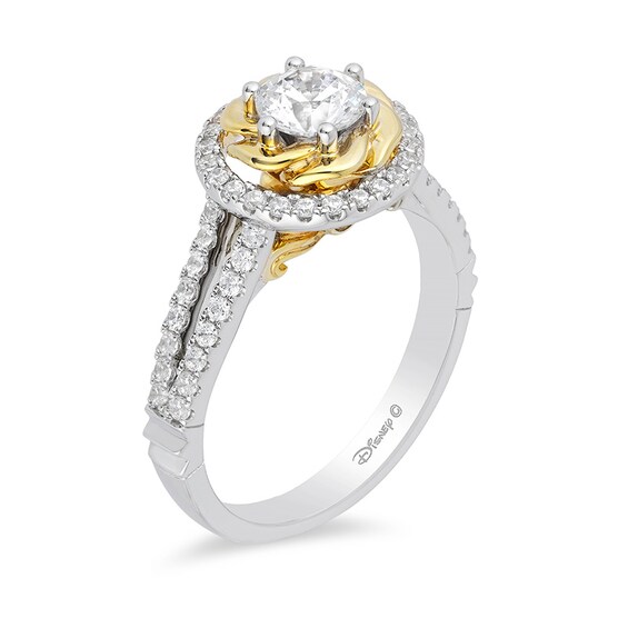 Previously Owned - Enchanted Disney Belle 1 CT. T.w. Diamond Rose Frame Engagement Ring in 14K Two-Tone Gold