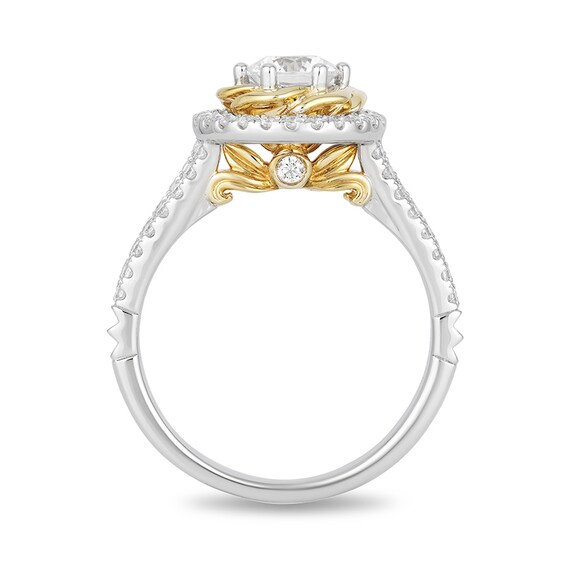 Previously Owned - Enchanted Disney Belle 1 CT. T.w. Diamond Rose Frame Engagement Ring in 14K Two-Tone Gold