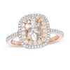 Thumbnail Image 1 of Previously Owned - Oval Morganite and 3/8 CT. T.W. Diamond Double Cushion Frame Ring in 10K Rose Gold