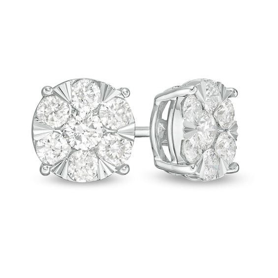 Previously Owned - 1 CT. T.w. Composite Diamond Stud Earrings in 10K White Gold