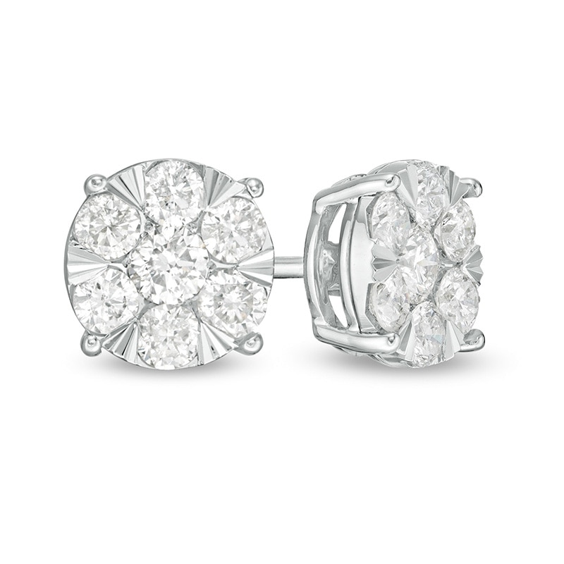 Main Image 1 of Previously Owned - 1 CT. T.W. Composite Diamond Stud Earrings in 10K White Gold