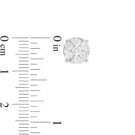 Previously Owned - 1 CT. T.w. Composite Diamond Stud Earrings in 10K White Gold