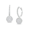 Thumbnail Image 1 of Previously Owned - 1/2 CT. T.W. Multi-Diamond Double Frame Drop Earrings in 10K White Gold