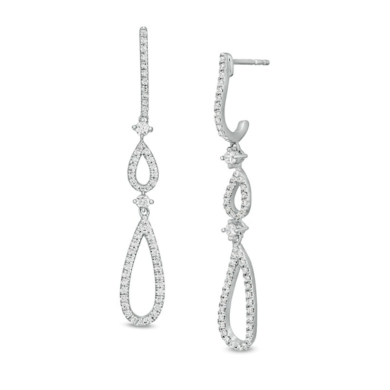 Previously Owned - 3/8 CT. T.w. Diamond Double Teardrop Earrings in 10K White Gold
