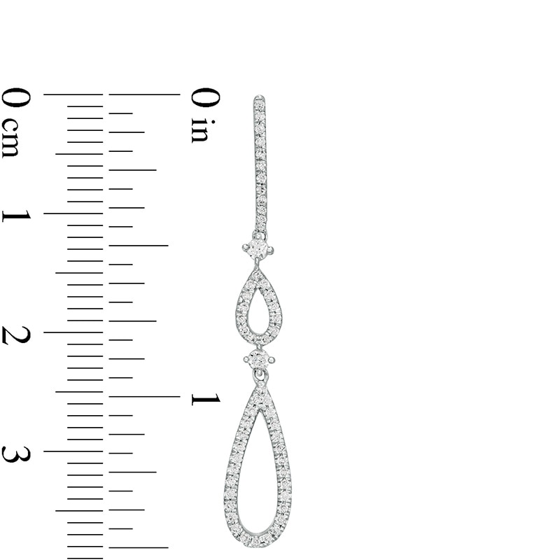Main Image 3 of Previously Owned - 3/8 CT. T.W. Diamond Double Teardrop Earrings in 10K White Gold