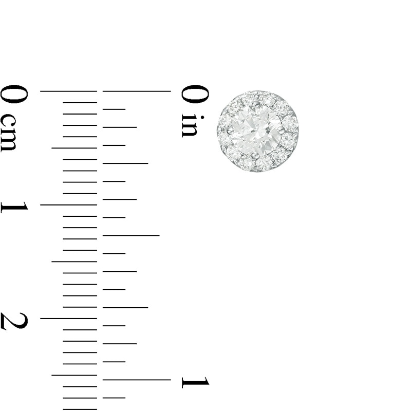 Previously Owned - 1 CT. T.W. Diamond Raised Frame Stud Earrings in 14K White Gold