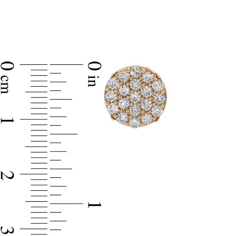 Main Image 3 of Previously Owned - 1-1/2 CT. T.W. Multi-Diamond Circle Stud Earrings in 10K Gold