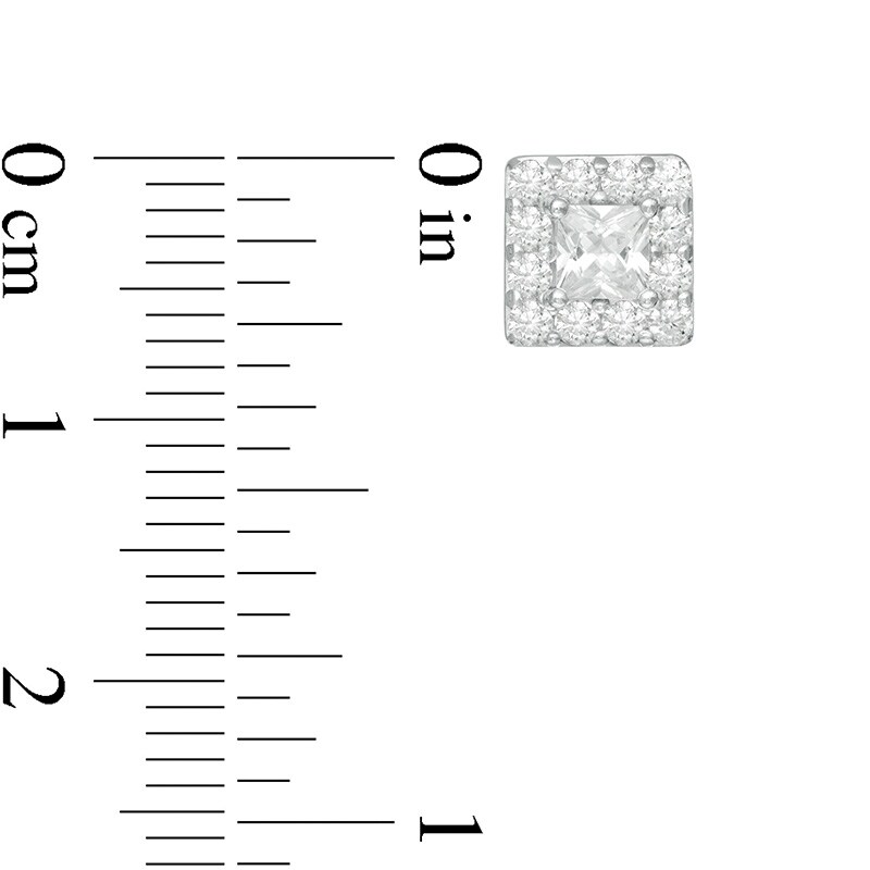 Main Image 3 of Previously Owned - Vera Wang Men 1 CT. T.W. Square-Cut Diamond Frame Stud Earrings in 10K White Gold