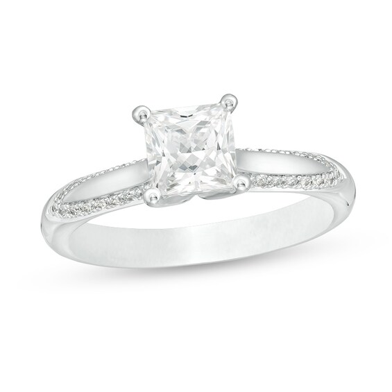 Previously Owned - 1-1/8 CT. T.w. Princess-Cut Diamond Solitaire Engagement Ring in 14K White Gold (I/I2)