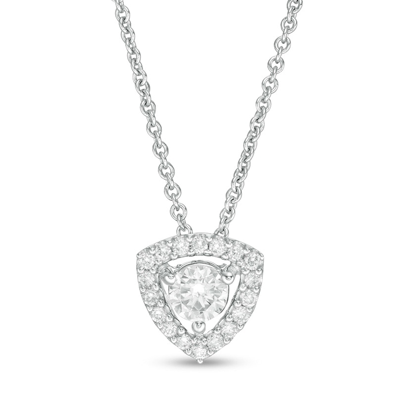 Main Image 1 of Previously Owned - 1/3 CT. T.W. Diamond Trillion Frame Pendant in 10K White Gold