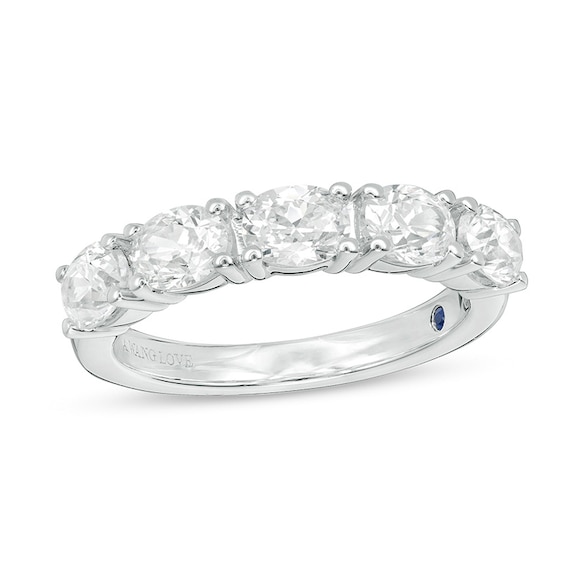 Previously Owned - Vera Wang Love Collection 1-1/2 CT. T.w. Oval Diamond Five Stone Band in 14K White Gold (I/Si2)