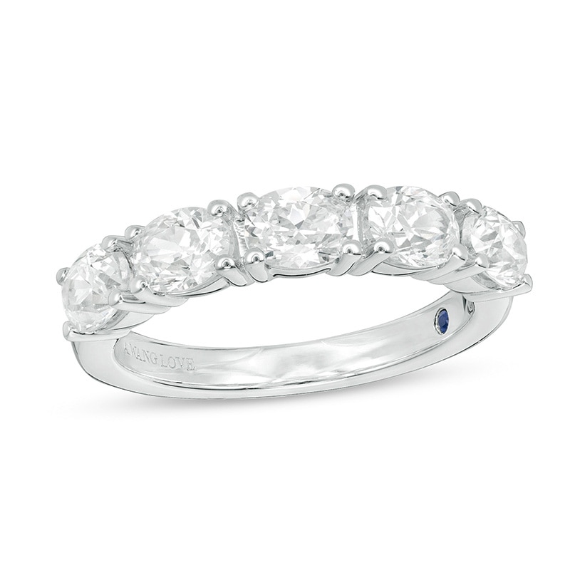 Main Image 1 of Previously Owned - Vera Wang Love Collection 1-1/2 CT. T.W. Oval Diamond Five Stone Band in 14K White Gold (I/SI2)