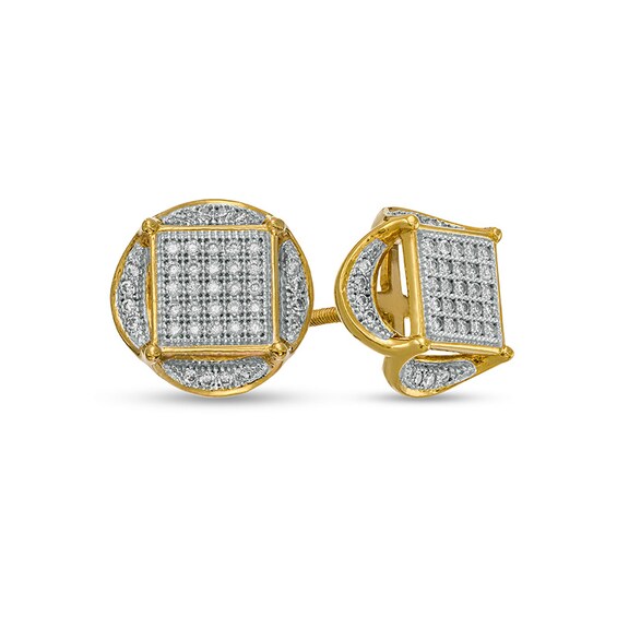 Previously Owned - 1/4 CT. T.w. Composite Diamond Geometric Stud Earrings in 10K Gold