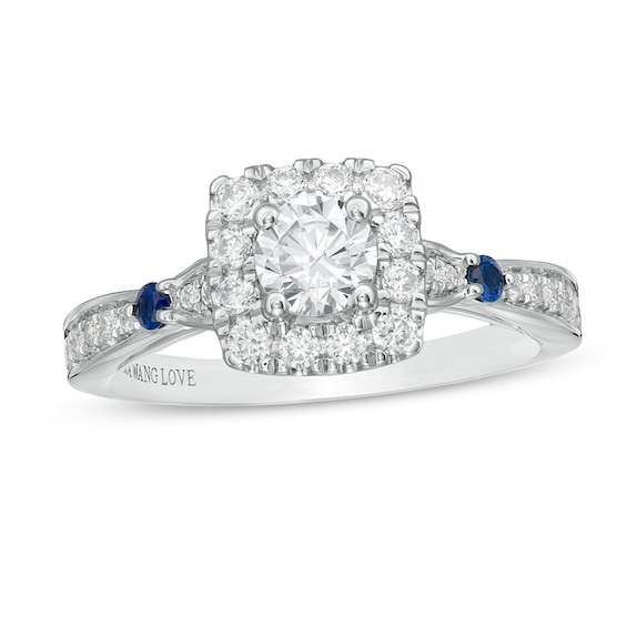 Previously Owned - Vera Wang Love Collection 3/4 CT. T.w. Diamond Cushion Frame Engagement Ring in 14K White Gold