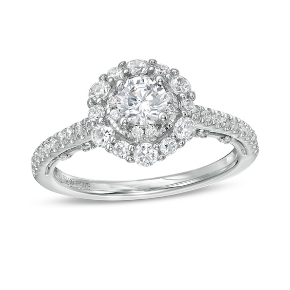 Previously Owned - Vera Wang Love Collection 1 CT. T.w. Diamond Frame Engagement Ring in 14K White Gold