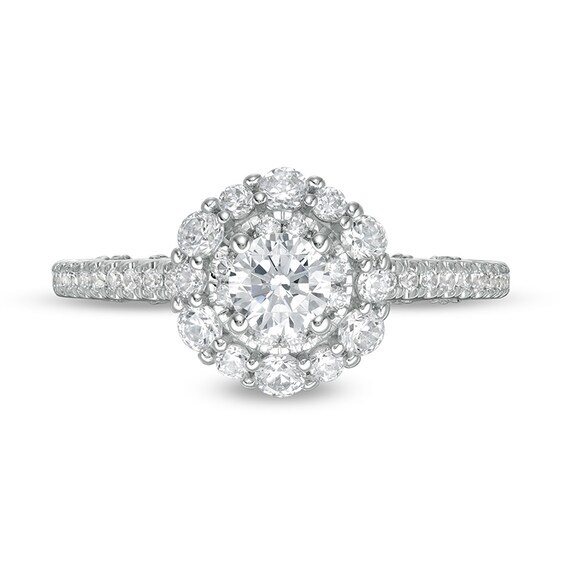 Previously Owned - Vera Wang Love Collection 1 CT. T.w. Diamond Frame Engagement Ring in 14K White Gold