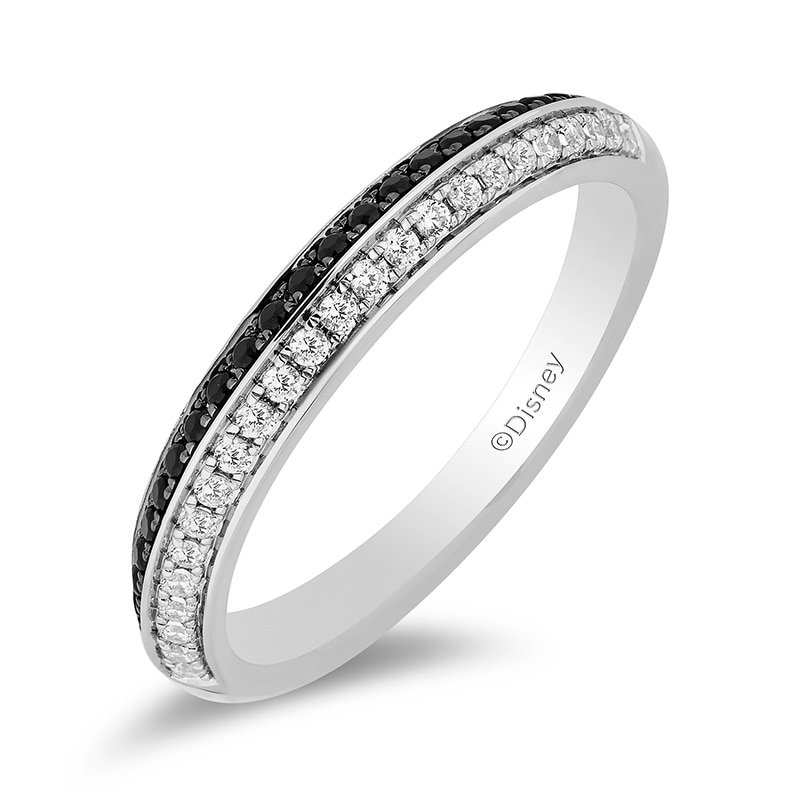 Main Image 1 of Previously Owned - Enchanted Disney Villains Cruella De Vil 1/3 CT. T.W. Black and White Diamond Band in 14K White Gold