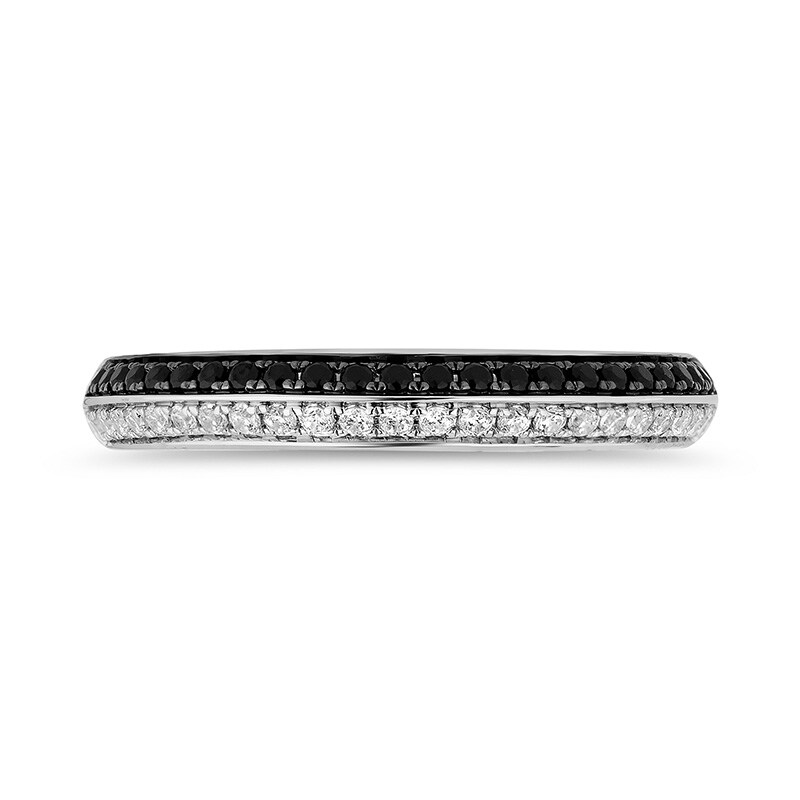 Main Image 4 of Previously Owned - Enchanted Disney Villains Cruella De Vil 1/3 CT. T.W. Black and White Diamond Band in 14K White Gold