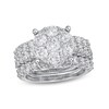 Thumbnail Image 1 of Previously Owned - 4 CT. T.W. Multi-Diamond Vintage-Style Three Piece Bridal Set in 14K White Gold