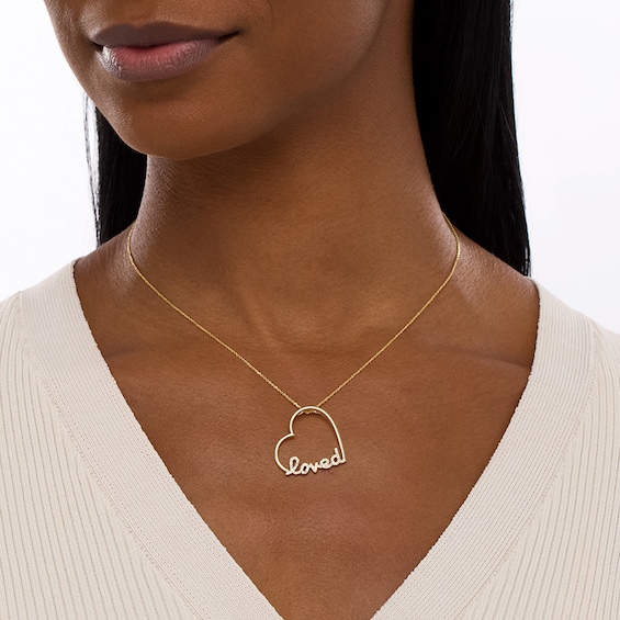 Previously Owned - Serena Williams Jewelry 1/5 CT. T.w. Diamond Heart "loved" Pendant in 10K Gold