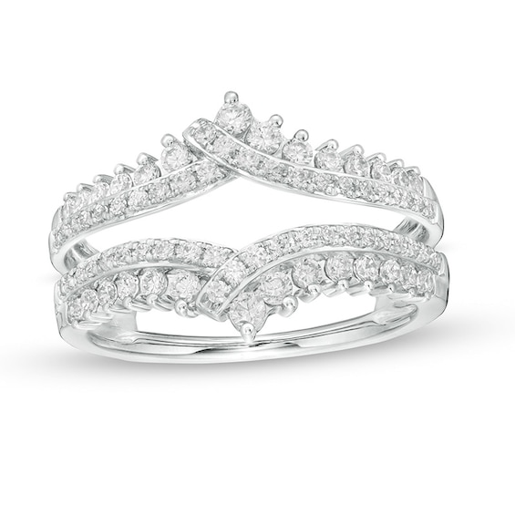 Previously Owned - 3/4 CT. T.w. Diamond Chevron Solitaire Enhancer in 14K White Gold