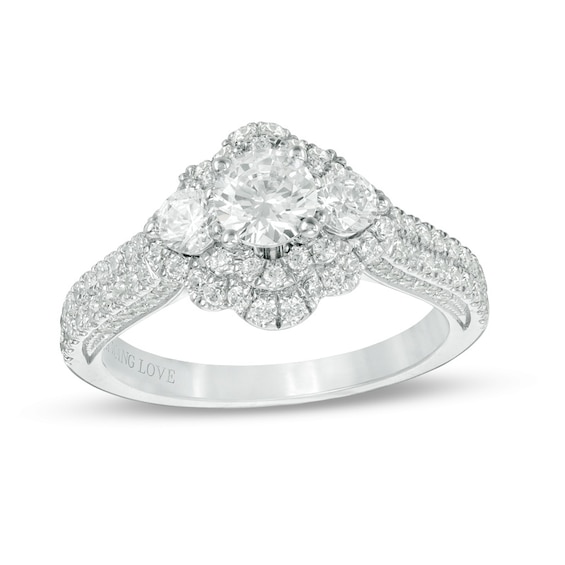 Previously Owned - Vera Wang Love Collection 1-3/8 CT. T.w. Diamond Vintage-Style Engagement Ring in 14K White Gold