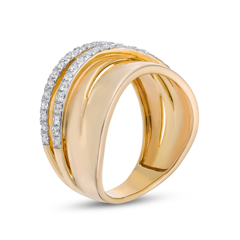 Main Image 3 of Previously Owned - 3/8 CT. T.W Diamond Crossover Ring in 10K Gold