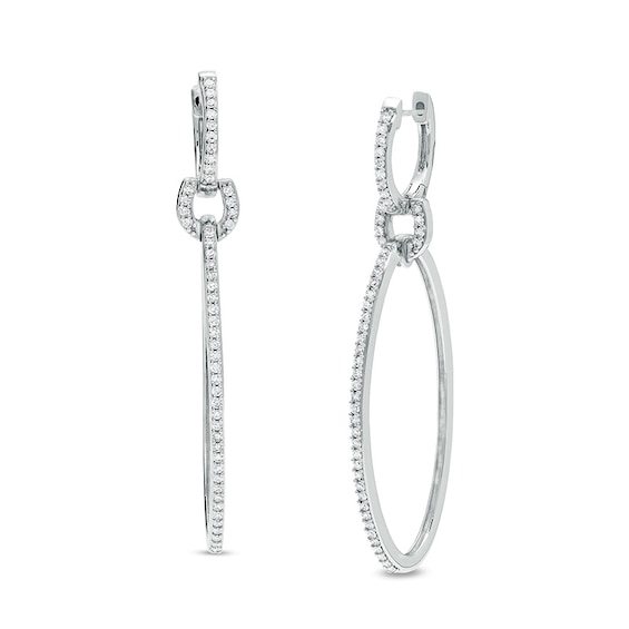 Previously Owned - 1/2 CT. T.w. Diamond Geometric Drop Earrings in 10K White Gold