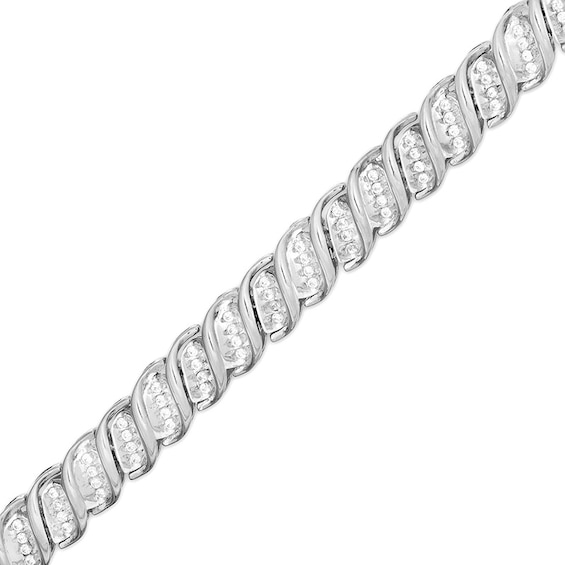 Previously Owned - 1/2 CT. T.w. Diamond Cascading "S" Link Bracelet in 10K White Gold - 7.25"