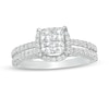 Thumbnail Image 1 of Previously Owned - 1 CT. T.W. Princess-Cut Quad Diamond Frame Vintage-Style Engagement Ring in 14K White Gold