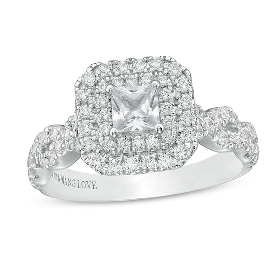 Previously Owned - Vera Wang Love Collection 1 CT. T.w. Princess-Cut Diamond Frame Engagement Ring in 14K White Gold