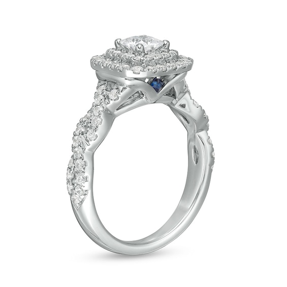 Previously Owned - Vera Wang Love Collection 1 CT. T.w. Princess-Cut Diamond Frame Engagement Ring in 14K White Gold