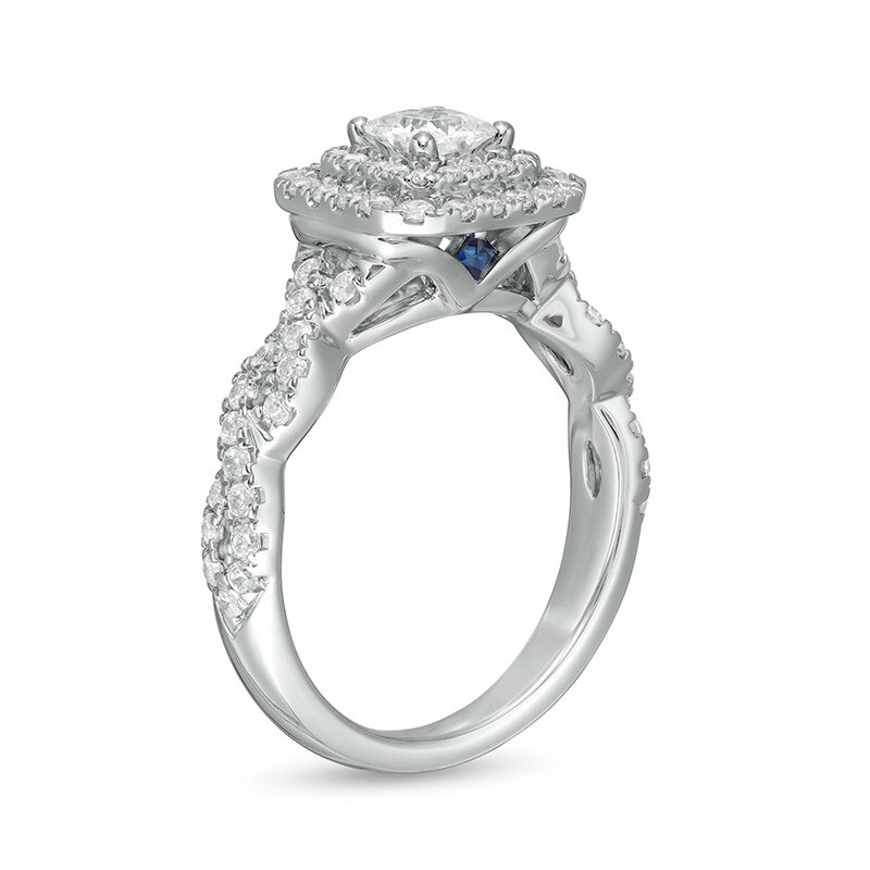 Main Image 3 of Previously Owned - Vera Wang Love Collection 1 CT. T.W. Princess-Cut Diamond Frame Engagement Ring in 14K White Gold