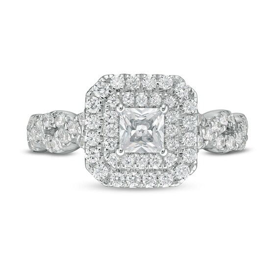 Previously Owned - Vera Wang Love Collection 1 CT. T.w. Princess-Cut Diamond Frame Engagement Ring in 14K White Gold