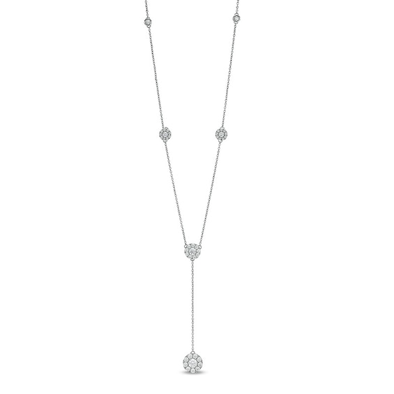 Previously Owned - 1 CT. T.w. Multi-Diamond Diamond Station "Y" Necklace in 10K White Gold â 19.5"