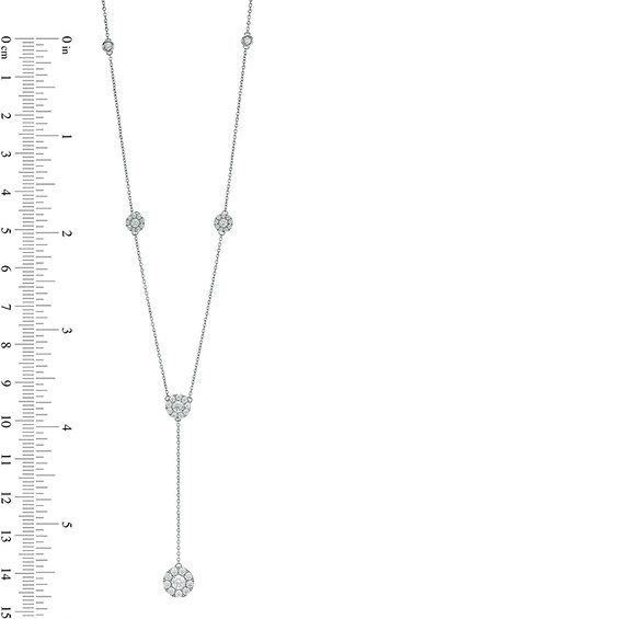 Previously Owned - 1 CT. T.w. Multi-Diamond Diamond Station "Y" Necklace in 10K White Gold â 19.5"