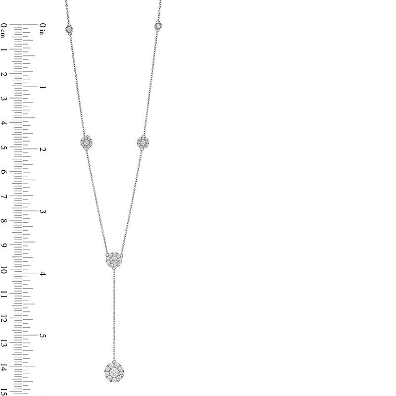 Main Image 3 of Previously Owned - 1 CT. T.W. Multi-Diamond Diamond Station &quot;Y&quot; Necklace in 10K White Gold – 19.5&quot;