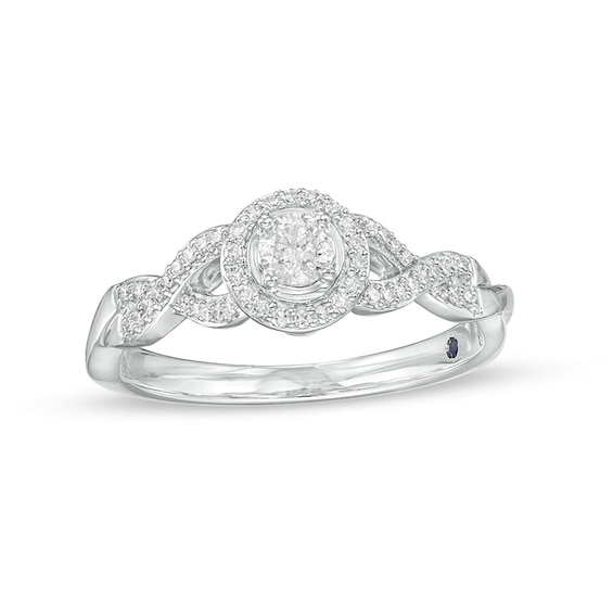 Previously Owned - 1/5 CT. T.w. Diamond Frame Twist Shank Promise Ring in 10K White Gold