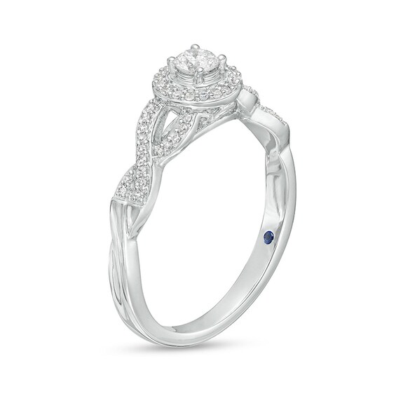 Previously Owned - 1/5 CT. T.w. Diamond Frame Twist Shank Promise Ring in 10K White Gold