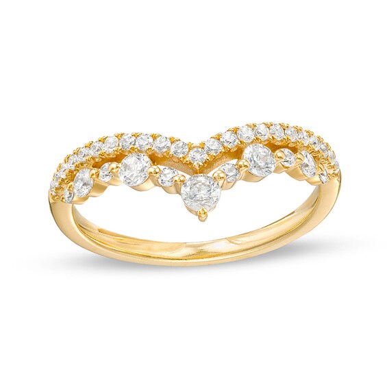 Previously Owned - 1/2 CT. T.w. Diamond Crown Contour Double Row Anniversary Band in 14K Gold
