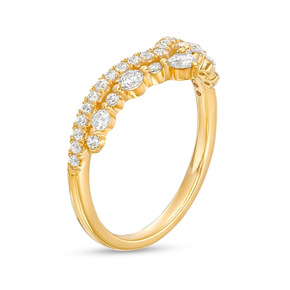 Previously Owned - 1/2 CT. T.w. Diamond Crown Contour Double Row Anniversary Band in 14K Gold