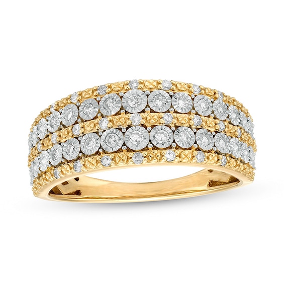 Previously Owned - 1/4 CT. T.w. Diamond Multi-Row Anniversary Band in 10K Two-Tone Gold