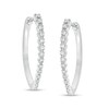 Thumbnail Image 1 of Previously Owned - 1/2 CT. T.W. Diamond Oval Hoop Earrings in 10K White Gold