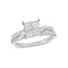 Thumbnail Image 1 of Previously Owned - 1 CT. T.W. Princess-Cut Quad Diamond Twist Shank Engagement Ring in 14K White Gold