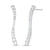 Thumbnail Image 1 of Previously Owned - 1 CT. T.W. Journey Diamond Linear Wave Drop Earrings in 10K White Gold